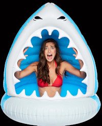 inflatable shark girl plain surfing honolulu rental